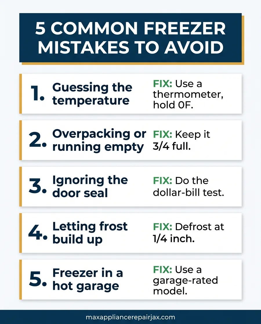 common freezer mistakes infographic